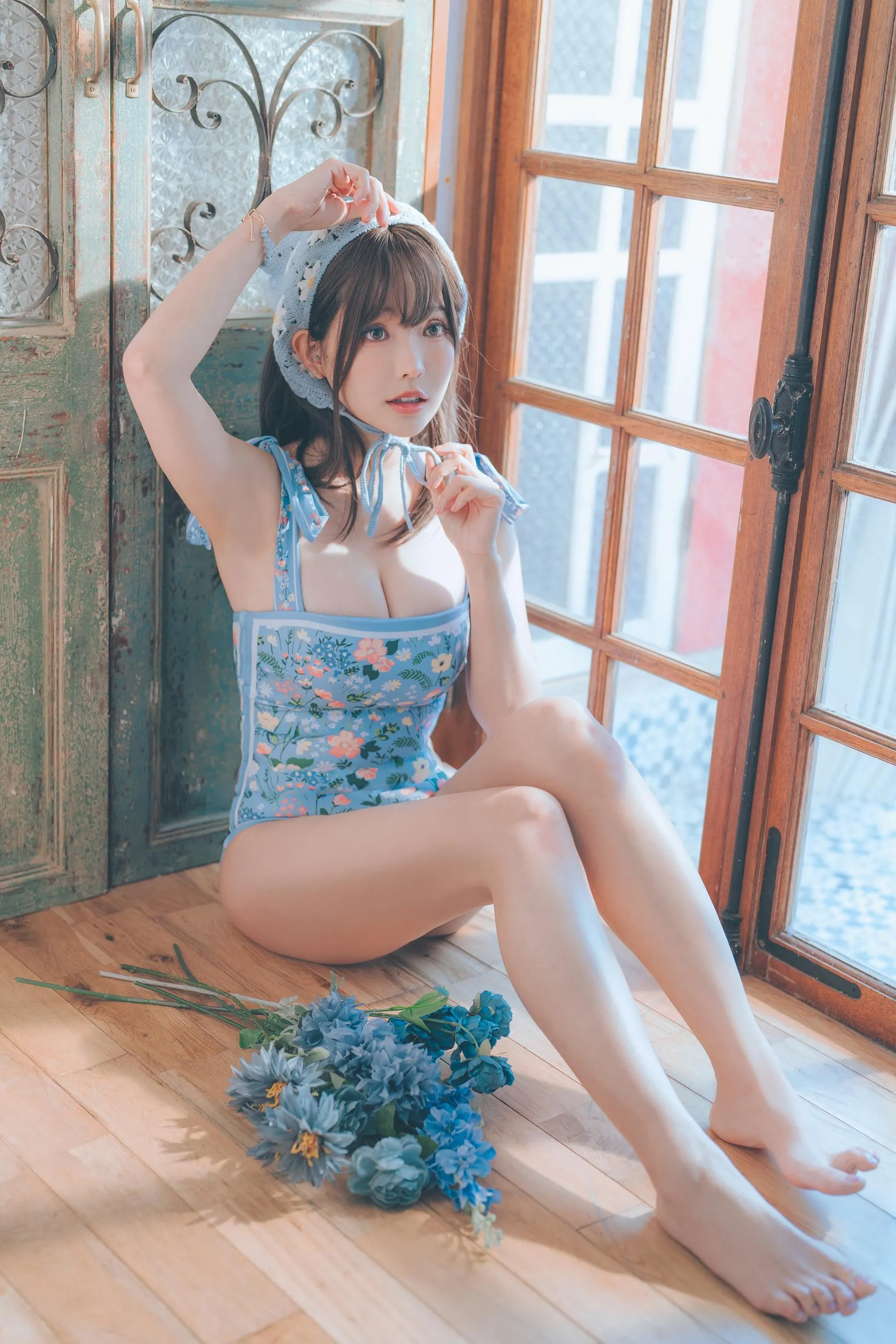 ElyEE子 – NO.122 2023.august D-復古水藍花 Vintage Aqua Blossom [39P]插图9
